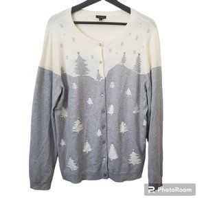 Talbots Women's Winterly Woodland Cardigan Sweater Cashmere Blend Knit Size L